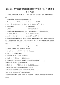 2023-2024学年上海市浦东新区建平世纪中学高二（下）月考数学试卷（3月份）(含解析）