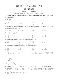 湖北省武汉市第十一中学2023-2024学年高一下学期3月月考数学试卷(无答案)