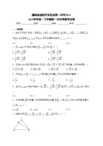 湖南省益阳市安化县第一中学2023-2024学年高一下学期第一次月考数学试卷(含答案)