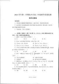2024届浙江省杭州市高三下学期4月教学质量检测（二模）数学试题及答案