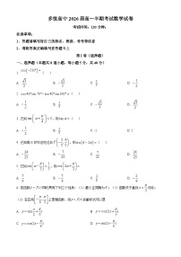 四川省眉山市东坡区多悦高级中学校2023-2024学年高一下学期4月期中考试数学试题（原卷版+解析版）