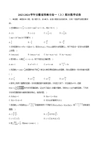 2023-2024学年安徽省淮南市高一（上）期末数学试卷(含详细答案解析)