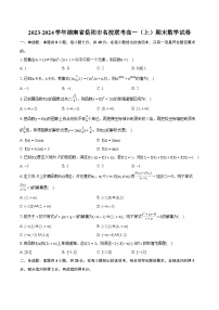 2023-2024学年湖南省岳阳市名校联考高一（上）期末数学试卷(含详细答案解析)