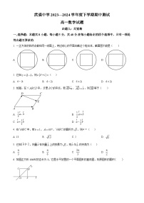 2024衡水武强中学高一下学期期中考试数学含解析