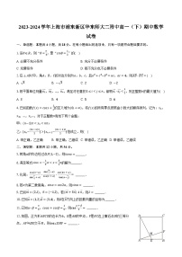 2023-2024学年上海市浦东新区华东师大二附中高一（下）期中数学试卷（含解析）