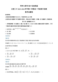安徽省智学大联考·皖中名校联盟2023-2024学年高一下学期期中检测数学试卷（Word版附解析）