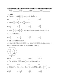 山东省青岛第五十八中学2023-2024学年高一下学期3月月考数学试卷(含答案)
