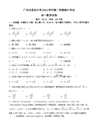 广东省广州市真光中学2023-2024学年高一下学期期中考试数学试卷(无答案)