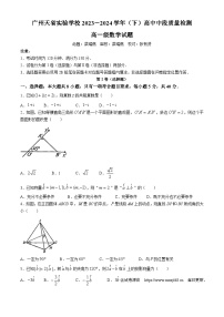 广东省广州天省实验学校2023-2024学年高一下学期期中考试数学试卷(无答案)