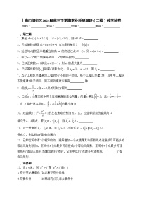 上海市闵行区2024届高三下学期学业质量调研（二模）数学试卷(含答案)