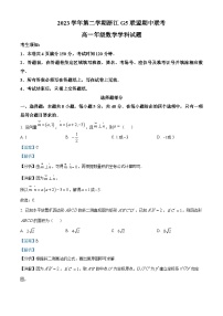 2024武汉重点中学5G联合体高一下学期期中联考数学试题含解析