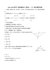 2023-2024学年广东省清远市三校高一（下）期中数学试卷（含解析）