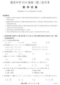 甘肃省庆阳市庆城县陇东中学2024届高三下学期第二次月考数学试卷