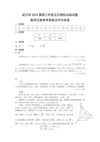 武汉市 2024 届高三年级五月模拟训练试题数学试卷及参考答案