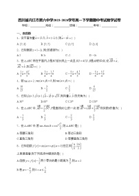 四川省内江市第六中学2023-2024学年高一下学期期中考试数学试卷(含答案)