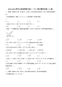 2023-2024学年山东省菏泽市高一（下）期中数学试卷（A卷）（含解析）