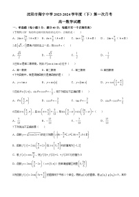 05，辽宁省沈阳市翔宇中学 2023-2024学年高一下学期第一次月考数学试卷(无答案)