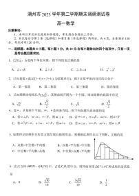 浙江省湖州市2023-2024学年高一下学期6月期末调研测试数学试题