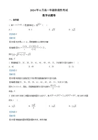 浙江省杭州市部分学校2023-2024学年高一下学期6月阶段性考试数学试题（Word版附解析）