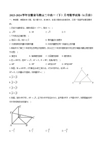 2023-2024学年安徽省马鞍山二中高一（下）月考数学试卷（6月份）（含答案）