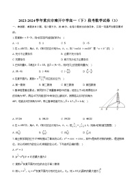 2023-2024学年重庆市南开中学高一（下）段考数学试卷（3）（含答案）