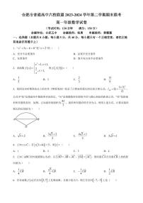 安徽合肥六校联盟2024年高一下学期期末联考数学试卷+答案