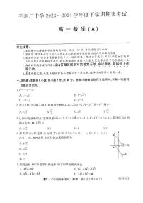 安徽省六安市毛坦厂中学2023-2024学年高一下学期期末考试数学试题（A）