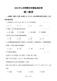 湖南省浏阳市2024年上学期高一数学期末质量监测试卷