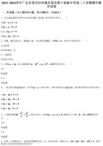 2023~2024学年广东东莞市沙田镇东莞市第十高级中学高二上学期期中数学试卷（含答案与解析）
