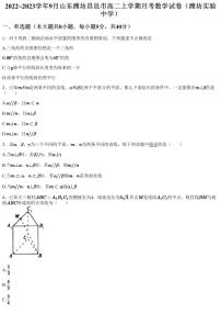 2022~2023学年9月山东潍坊昌邑市高二上学期月考数学试卷（潍坊实验中学）（含答案与解析）