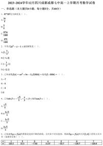 2023~2024学年12月四川成都成都七中高一上学期月考数学试卷（含答案与解析）
