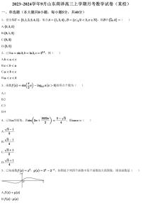 2023~2024学年9月山东菏泽高三上学期月考数学试卷（某校）（含答案与解析）