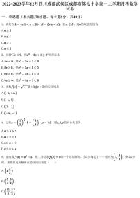2022~2023学年12月四川成都武侯区成都市第七中学高一上学期月考数学试卷（含答案与解析）