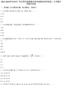 2023~2024学年10月广东东莞市清溪镇东莞市海德双语学校高二上学期月考数学试卷（含答案与解析）