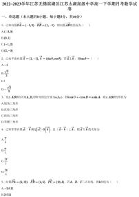 2022~2023学年江苏无锡滨湖区江苏太湖高级中学高一下学期月考数学试卷（含答案与解析）