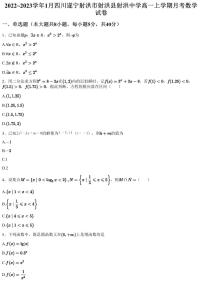 2022~2023学年1月四川遂宁射洪市射洪县射洪中学高一上学期月考数学试卷（含答案与解析）