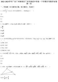 2022~2023学年广东广州海珠区广州市南武中学高一下学期月考数学试卷第一次（含答案与解析）