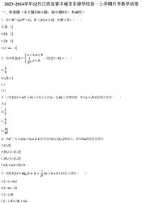 2023~2024学年12月江西宜春丰城市东煌学校高一上学期月考数学试卷（含答案与解析）