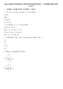 [数学][期中]2023_2024学年河南郑州中原区郑州外国语学校高一上学期期中数学试卷(11月)(有解析)