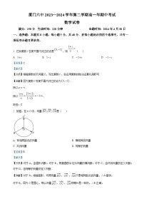 福建省厦门第六中学2023-2024学年高一下学期5月期中数学试题（解析版）