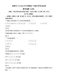 湖南省株洲市第二中学2024-2025学年高一上学期开学考试数学试题（B卷）（解析版）