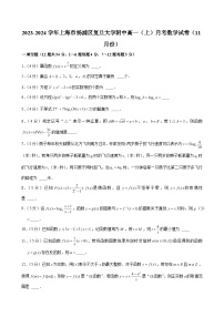 2023-2024学年上海市杨浦区复旦大学附中高一（上）月考数学试卷（11月份）（含解析）