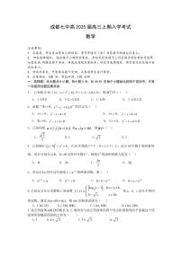 四川省成都市第七中学2024-2025学年高三上学期入学考试数学试卷（附参考答案）