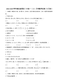 2024-2025学年湖北省武汉二中高一（上）月考数学试卷（9月份）（含解析）