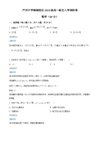 浙江省严州中学梅城校区2024-2025学年新高一上学期入学调研考试数学试卷（Word版附解析）