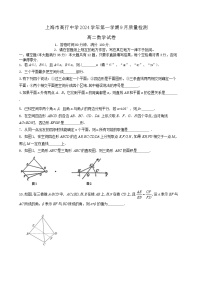 上海市高行中学2024-2025学年高二上学期9月质量检测数学试卷