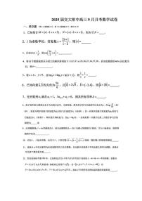 上海市上海交通大学附属中学2024-2025学年高三上学期9月月考数学试卷