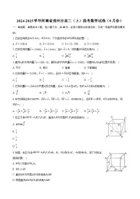 2024-2025学年河南省郑州市高二（上）段考数学试卷（9月份）（含解析）