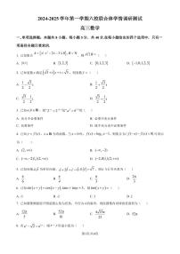 江苏省南京市六校联合体2024-2025学年高三上学期学情调研测试数学试题（附解析版）