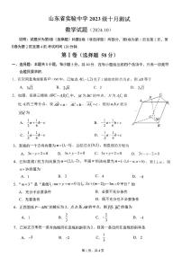 山东省实验中学2024-2025学年高二上学期10月测试数学试题
